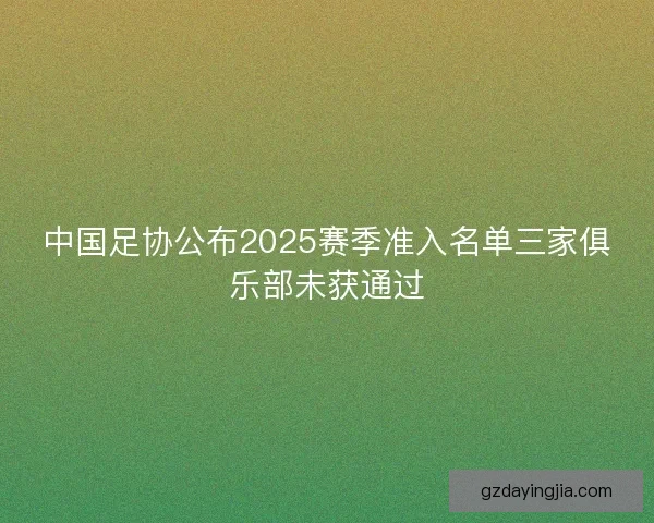 中国足协公布2025赛季准入名单三家俱乐部未获通过