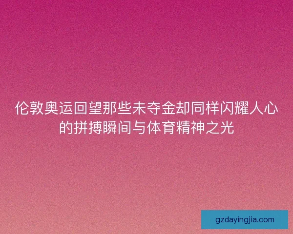 伦敦奥运回望那些未夺金却同样闪耀人心的拼搏瞬间与体育精神之光
