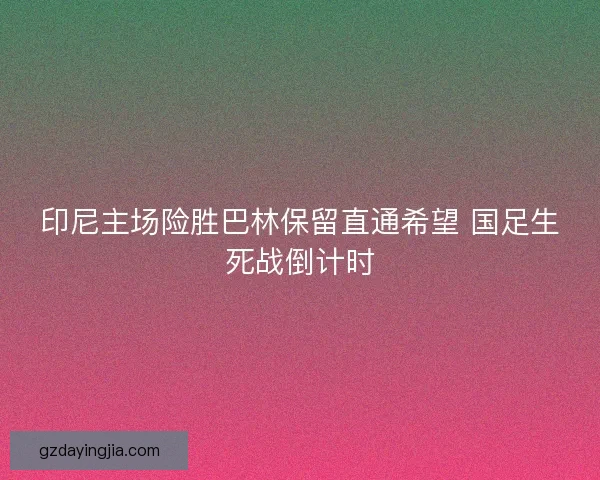 印尼主场险胜巴林保留直通希望 国足生死战倒计时